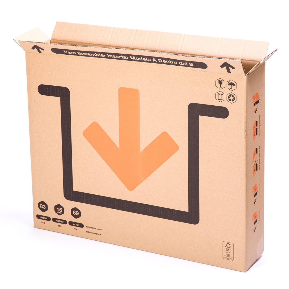 Caja telescópica 81x13x69 cm para cuadros y televisores planos hasta 37 pulgadas, robusta y resistente