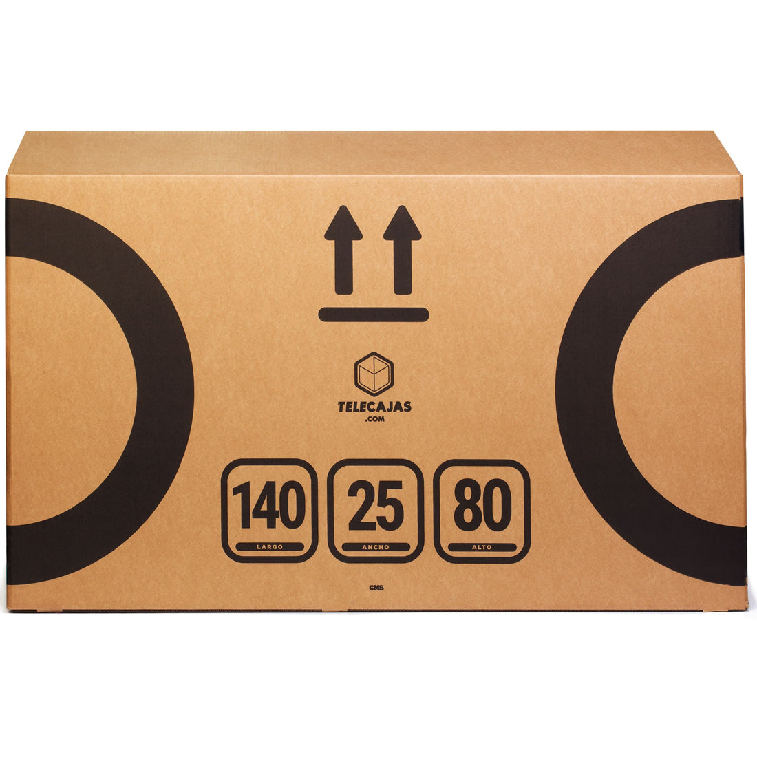 Caja de cartón robusta para bicicleta 140x25x80 cm con asas, doble onda y solapa doble, ideal para envíos y transporte seguro.