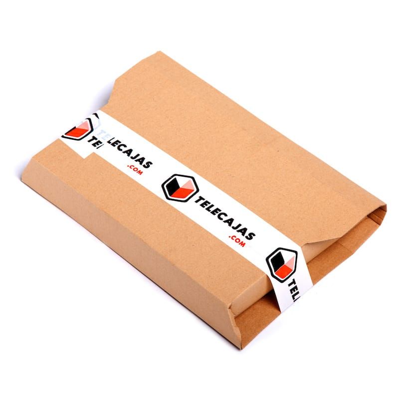 Estuche de cartón para envío de libros 28x23x5 cm, resistente y reutilizable, ideal para librerías y vendedores online.