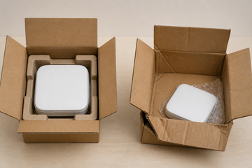 Pedido ecommerce correctamente protegido frente a una caja dañada por embalaje insuficiente