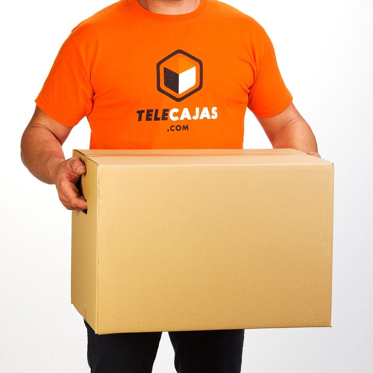TELECAJAS | 50x35x35 cm | Caja Robusta de Cartón Mediana para Mudanza con Asas - Ideal Disco Vinilo | Pack de 10 cajas