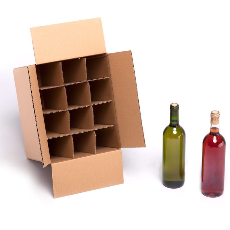 Caja para botellas de vino CON separadores de cartón rejilla