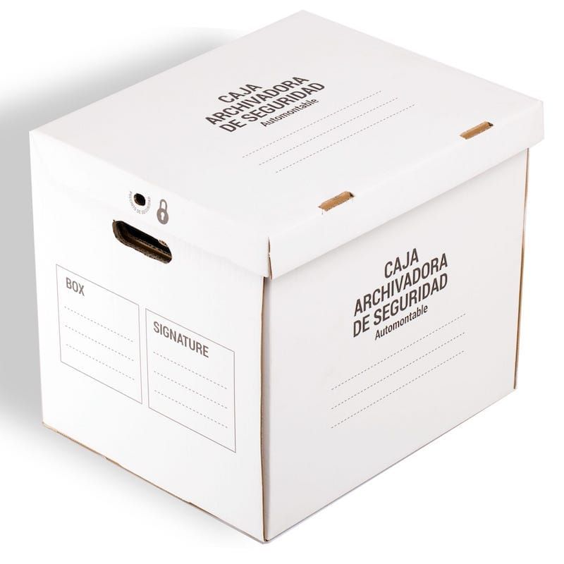 TELECAJAS | 4 Cajas Archivadoras de Cartón con Tapa Automontable con Asas para Archivos Definitivos AZ | Pack de 4 - TELECAJAS