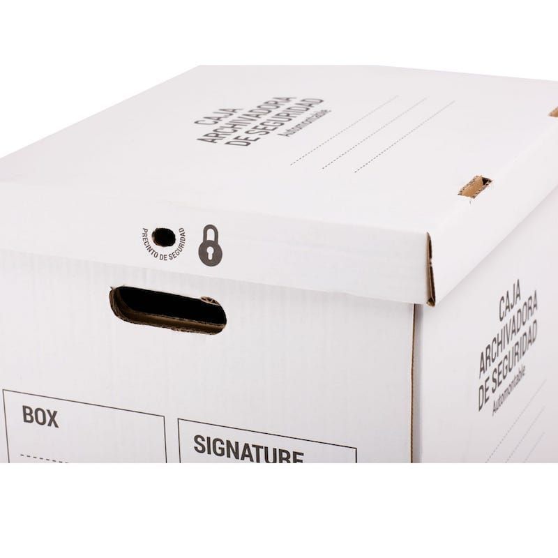 TELECAJAS Caja Cartón Robusta Archivadora Cierre Brida Seguridad