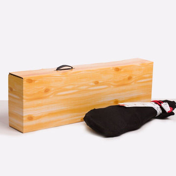 TELECAJAS | Cajas Jamón Efecto Madera EXTRAFUERTES - (89x13x27 cms) Doble Solapa | Asa integrada | Pack de 5 Estuches - TELECAJAS