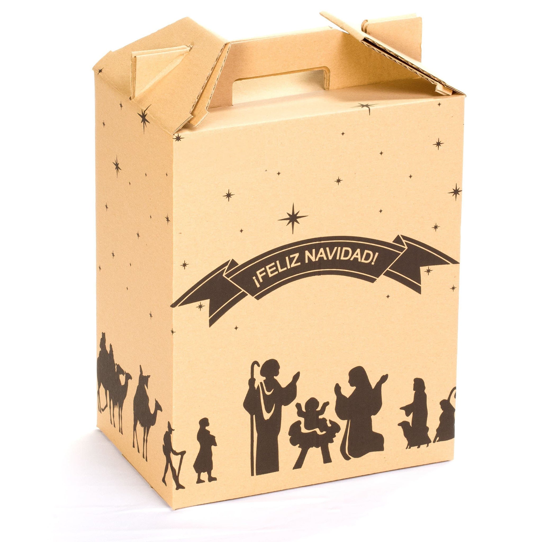 TELECAJAS | Caja Feliz Navidad Regalo 6 Botellas Motivo Belén | Pack de 15 cajas - TELECAJAS