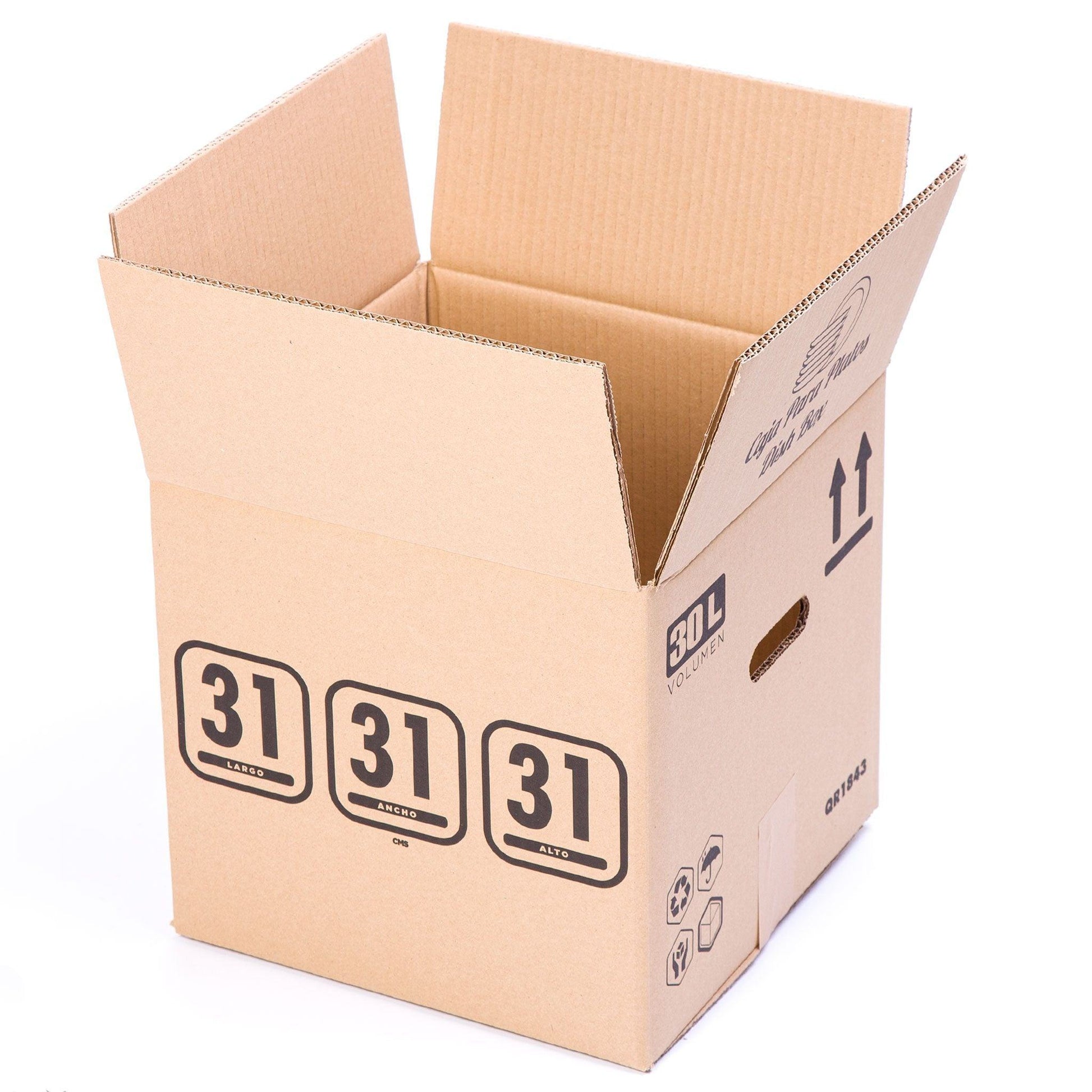 TELECAJAS | 10 Cajas 31x31x31 cm para Platos, Vajillas o Sombreros | Cajas Cuadradas con Asas | Pack de 10 - TELECAJAS