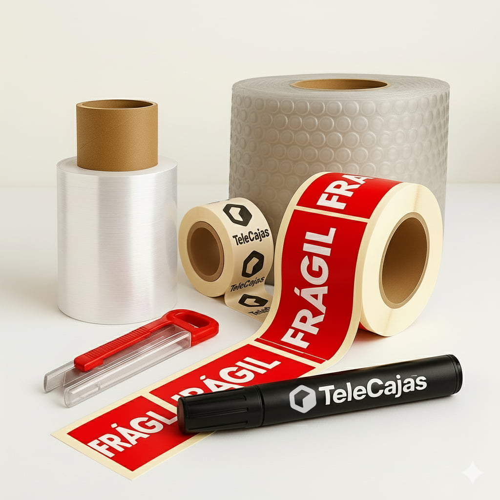 Pack mudanza cajas de cartón y embalaje necesario para una habitación. Varian en funcion del pack