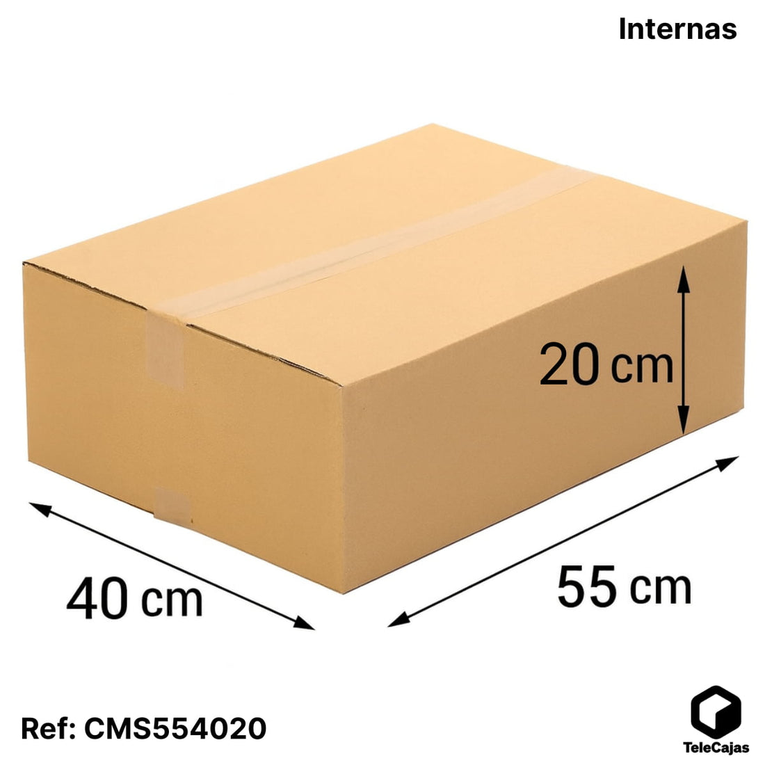 modelo con caja de cartón resistente tamaño 55x40x20 cm rectangulares y planas ideales para envíos mudanzas almacenaje y equipaje de cabina