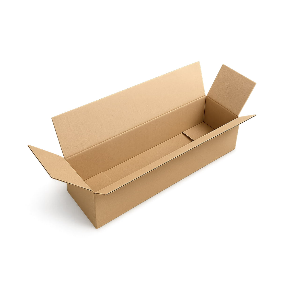 Caja larga de cartón doble solapa 58x13x11 cm, resistente y duradera para envíos alargados, productos pesados o almacenaje seguro.