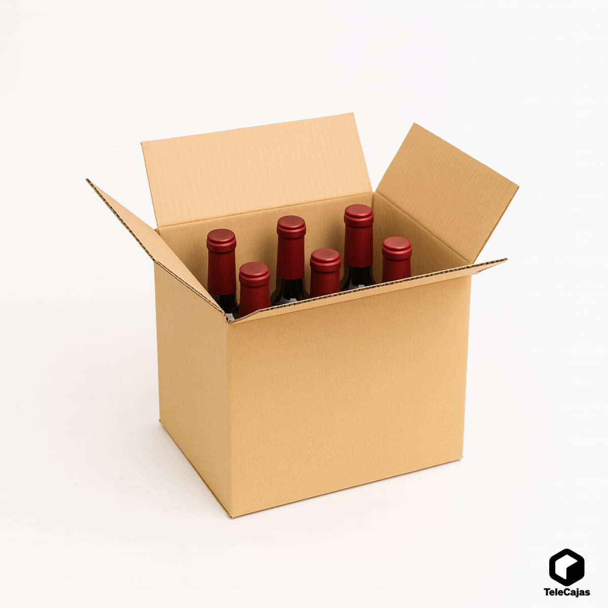 Cajas para 6 botellas de vino CON separadores divisores de rejillas. Medida Interna: 23,5 x 15,5 x 31,5 cm