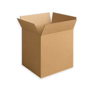 Caja de cartón marrón de canal simple 34,7x32,5x39,2 cm, ideal para embalaje, envíos ecommerce o almacenaje doméstico.
