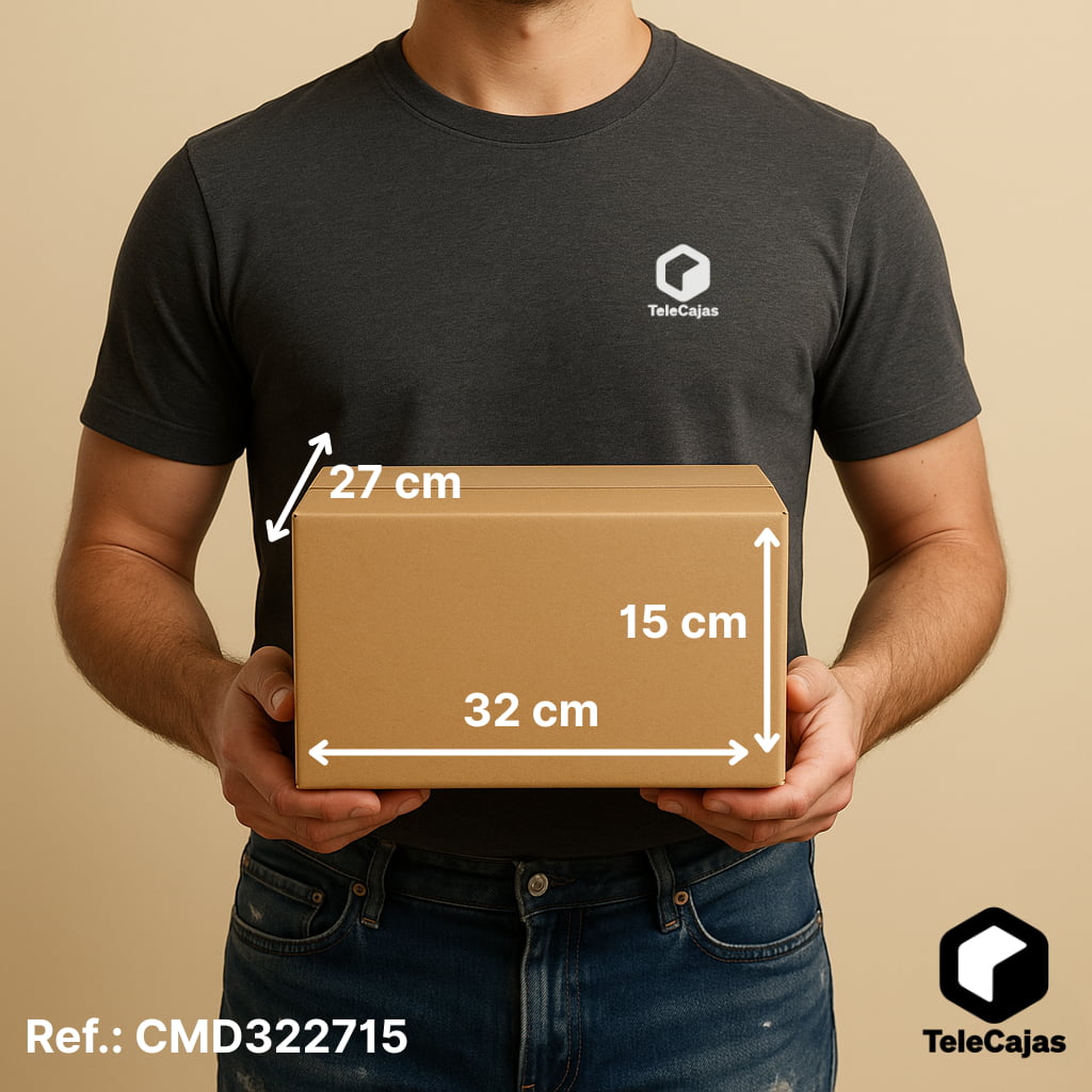 Caja de embalaje de cartón marrón con solapas