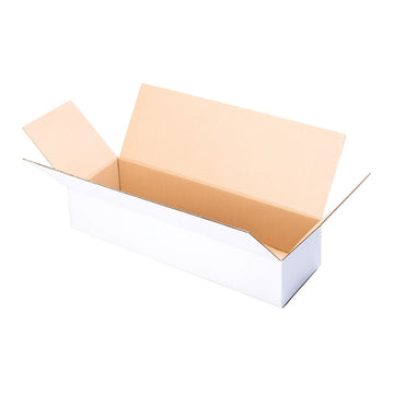 Caja para jamón y paletilla de cartón blanca, canal doble reforzado, ideal para envíos y embalaje seguro de piezas chacinas ibéricas.