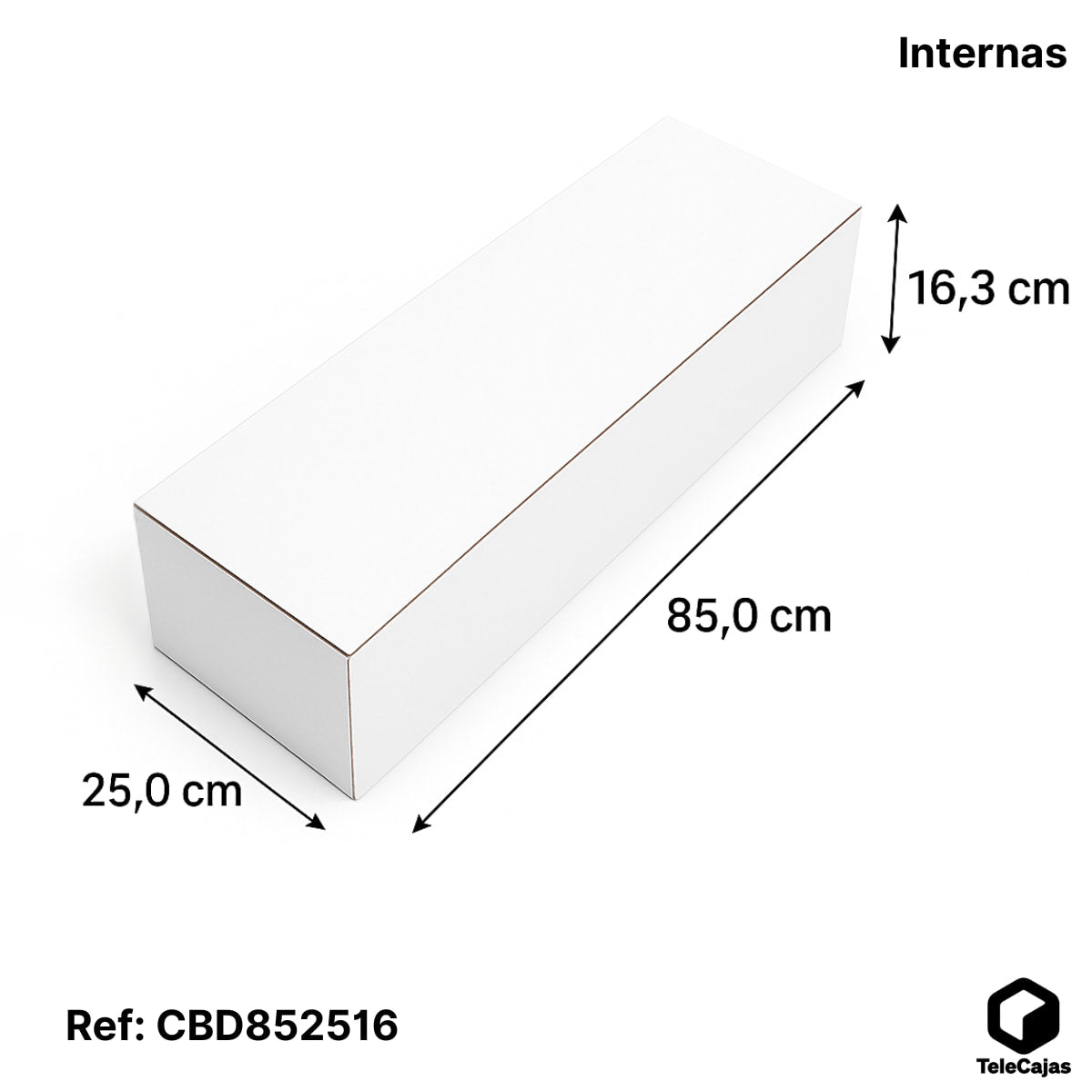 Medidas Caja para jamón y paletilla de cartón blanca, canal doble reforzado, ideal para envíos y embalaje seguro de piezas chacinas ibéricas.