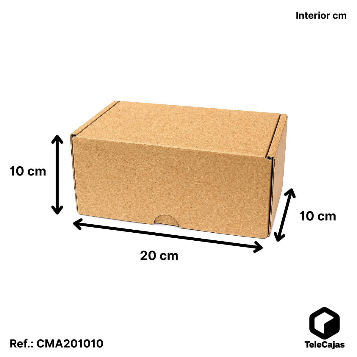 Cajita de embalaje resistente de canal simple reforzado, automontable y anónima, fabricada en cartón reciclado kraft. Dimensiones interiores 20x10x10 cm. Perfecta para packaging ecológico de productos ligeros, regalos corporativos, detalles de boda o envíos postales compactos. Su diseño con tapa asegura una presentación profesional sin necesidad de cinta adhesiva.