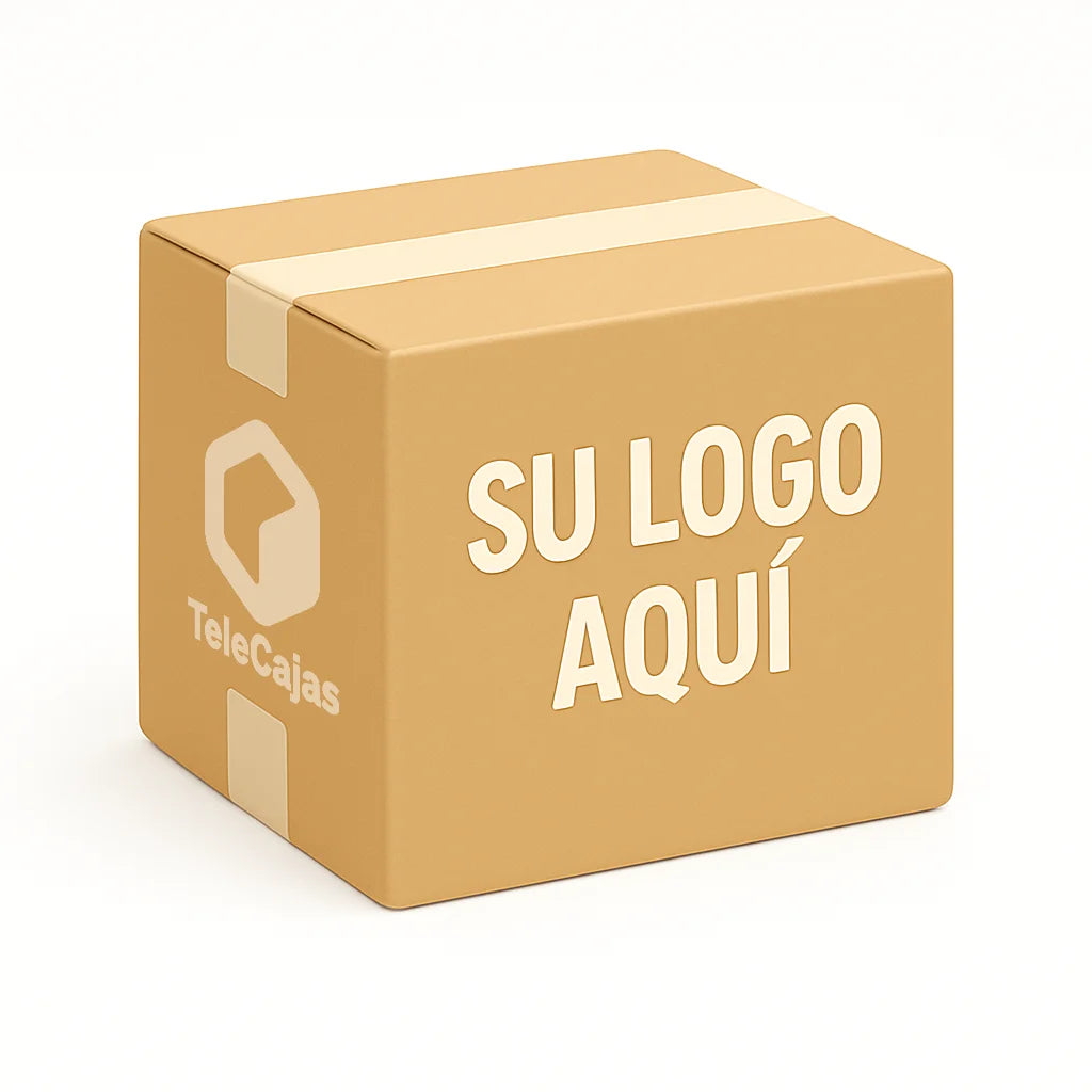 Caja de embalaje personalizada con tu logo. Perfecta para branding corporativo, hacer marca en envíos ecommerce. Fabricada en cartón. TeleCajas