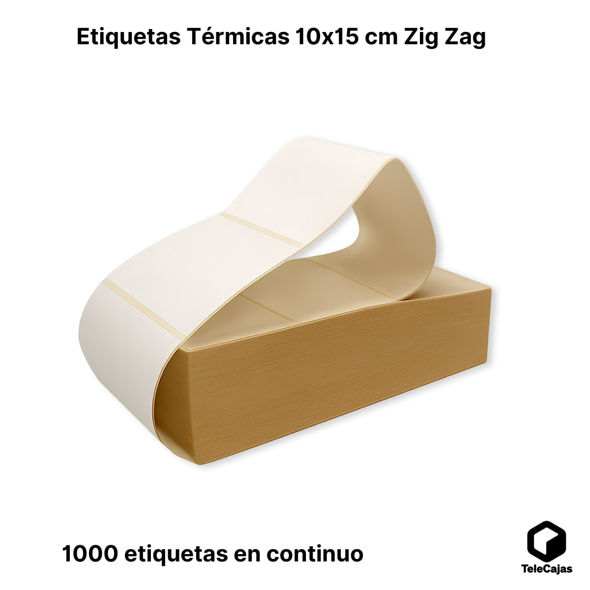 Pack de etiquetas térmicas adhesivas 10x15 cm en formato ZigZag. Solución práctica para envíos ecommerce, logística y etiquetado profesional