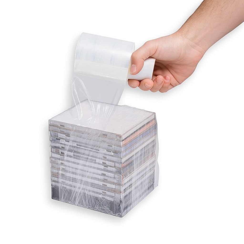 MiniFilm estirable transparente, perfecto para embalar productos pequeños, agrupar objetos o evitar desplazamientos en envíos. Este film manual es una alternativa versátil y ecológica al plástico convencional, ideal para packaging de ecommerce, mudanzas o protección logística. Su formato compacto lo hace práctico para talleres, oficinas o uso doméstico.