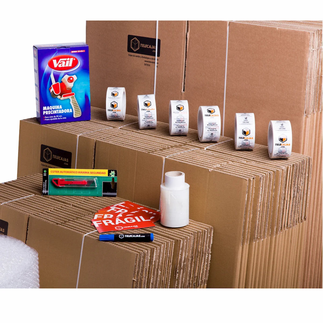 Pack cajas embalaje mudanzas familia casa grande