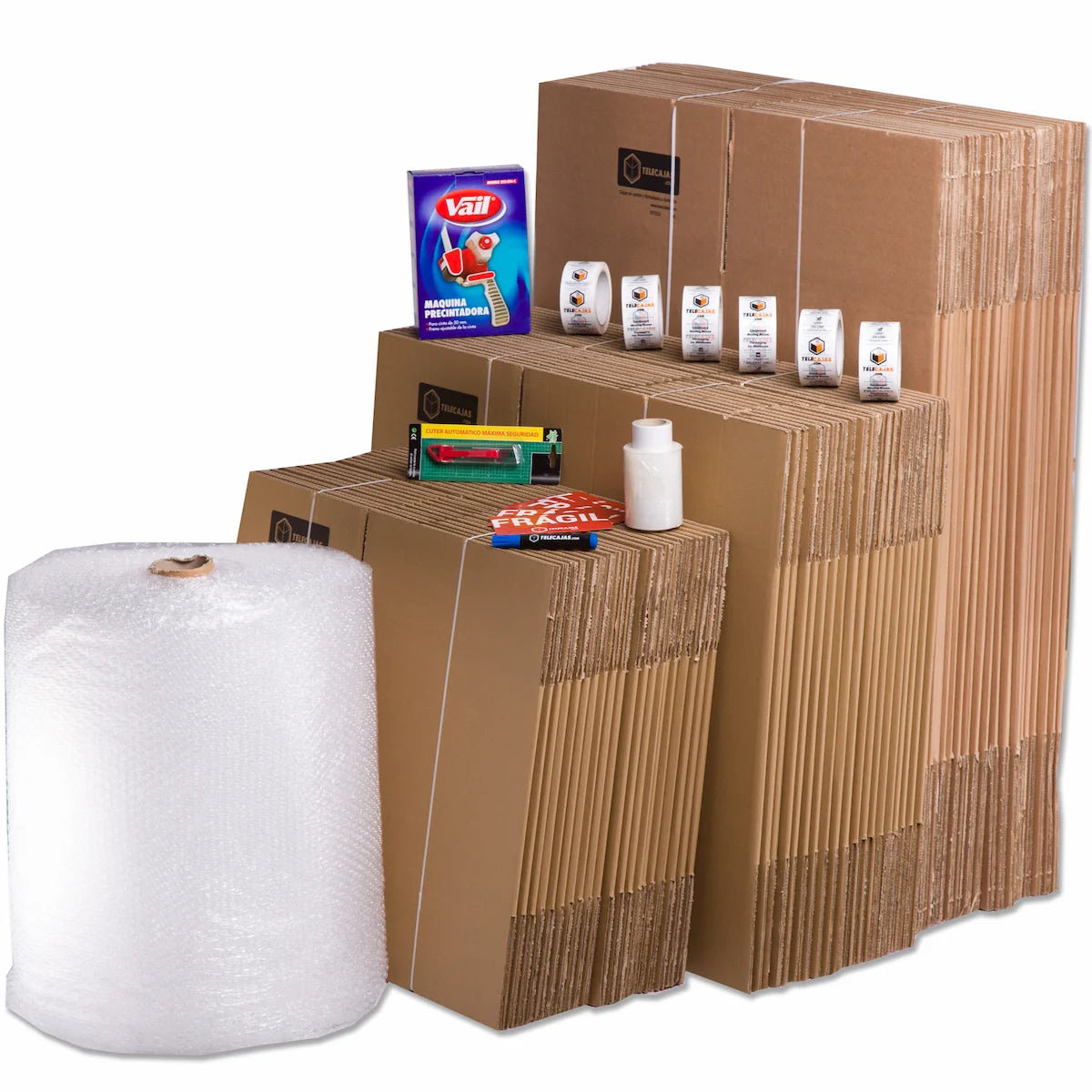 Pack cajas embalaje mudanzas familia casa grande