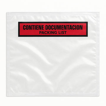 1000 Packing List | Exterior: 175x132 mm | Interior: 165x122 mm | A4 Doblado en 4 | Sobres Contiene Documentación | Pack de 1000 Bolsas