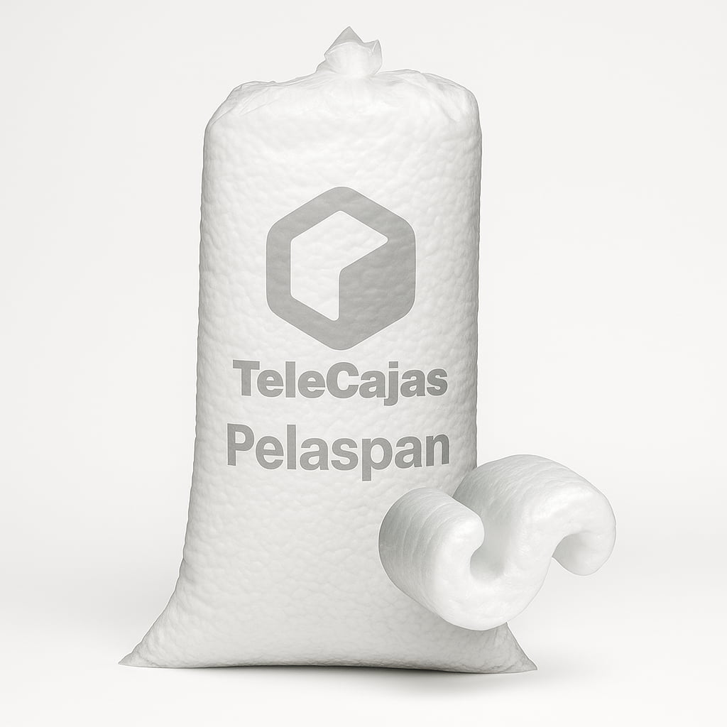 Relleno de embalaje tipo gusanito en saco grande de poliestireno expandido. Ideal para proteger productos frágiles en envíos ecommerce o mudanzas. Este material de amortiguación ligero se adapta a cualquier forma, asegurando una protección efectiva. Perfecto como alternativa al plástico de burbujas o papel kraft en packaging de tiendas online
