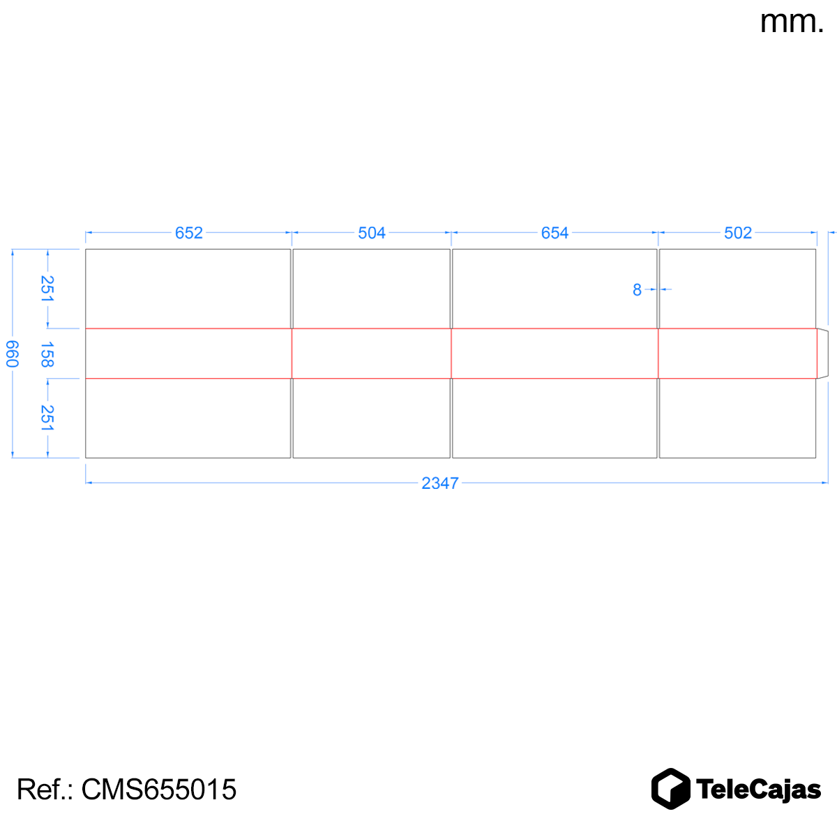 plano acotado caja 65x50x15-cm telecajas