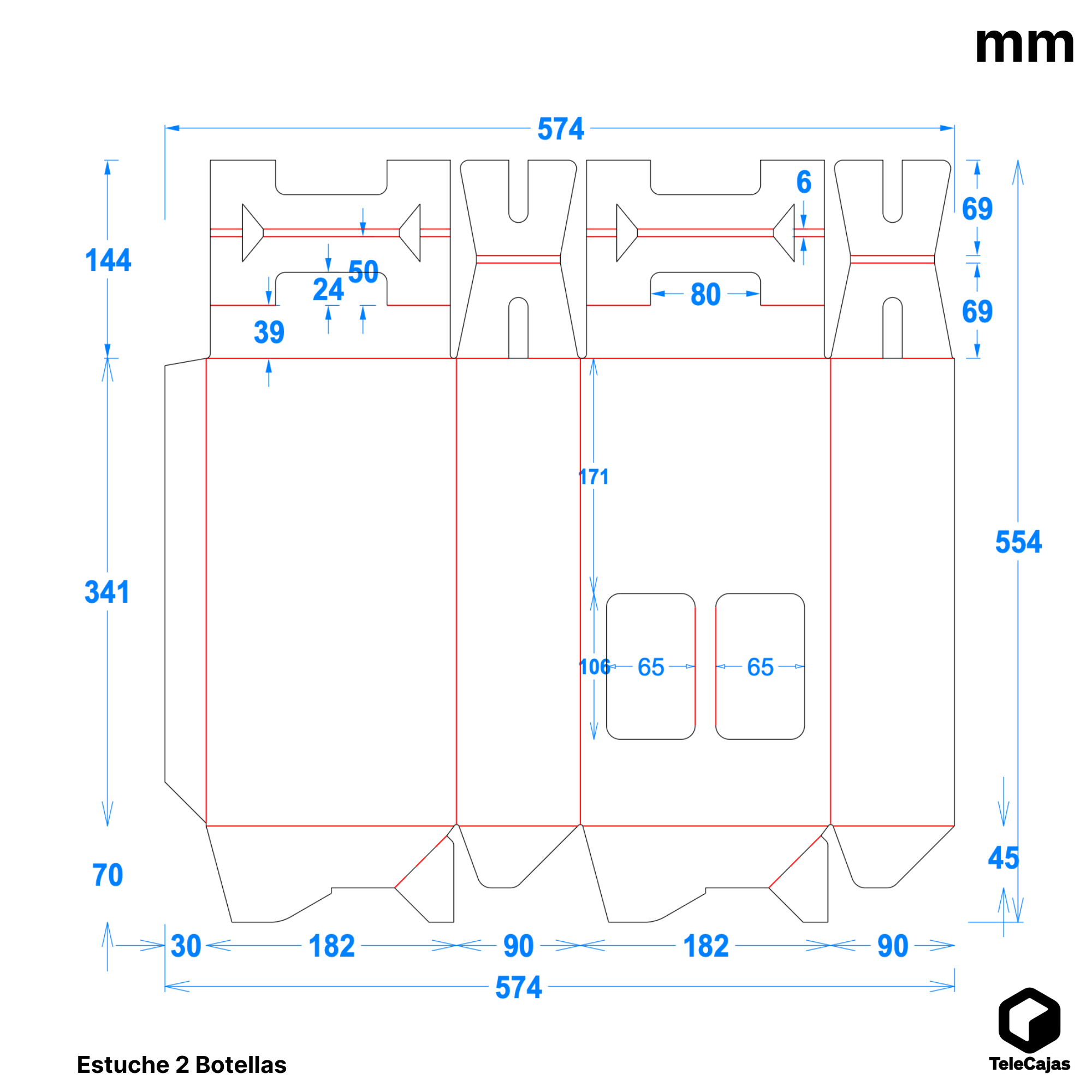 White 2 Bottle Wine Gift Box | Self-Assembling with Handle