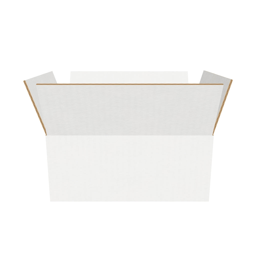 Caja de cartón blanca con solapas 22,8x16x10,2 cm en 3D