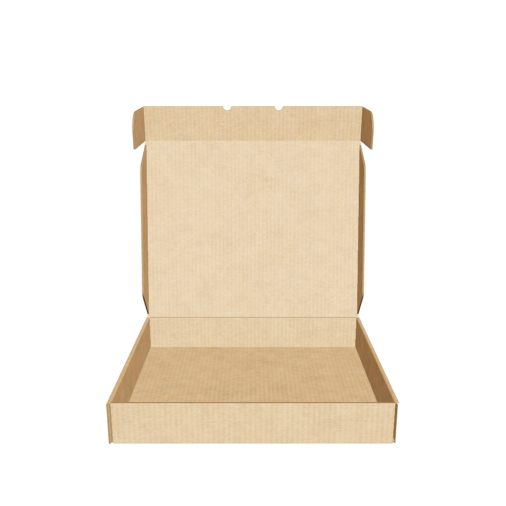 Caja postal automontable de cartón 43x35x7 cm en 3D