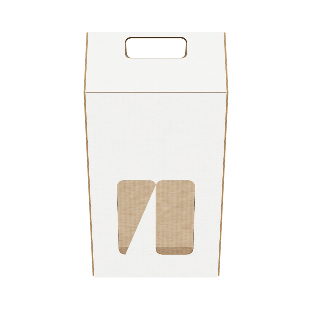 Estuche blanco 2 botellas vino 19x9x35 cm en 3D