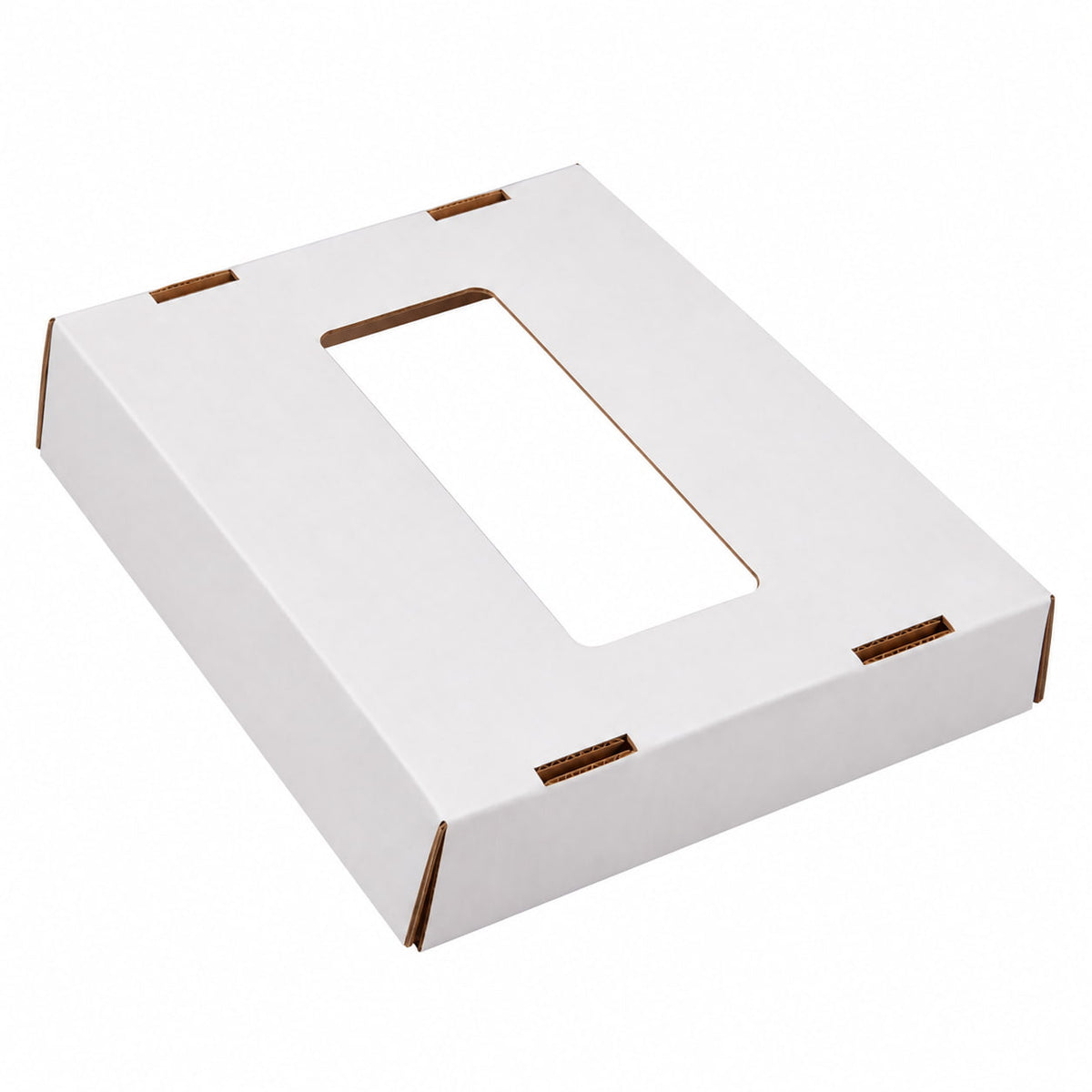Tapa de cartón blanca para papelera de reciclaje con abertura rectangular