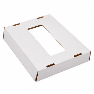Tapa de cartón blanca para papelera de reciclaje con abertura rectangular