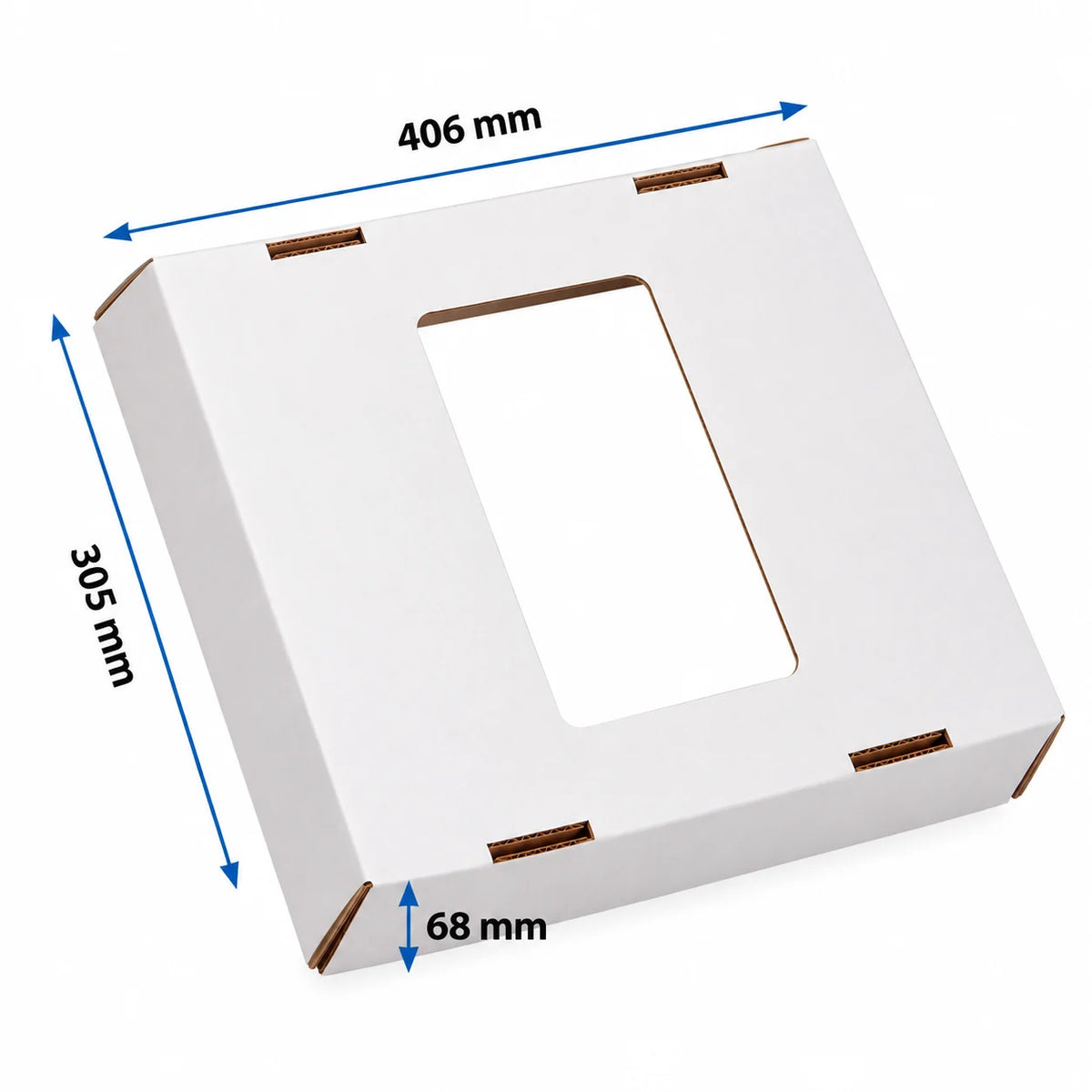 Medidas de la tapa para papelera de cartón: 406 x 305 x 68 mm