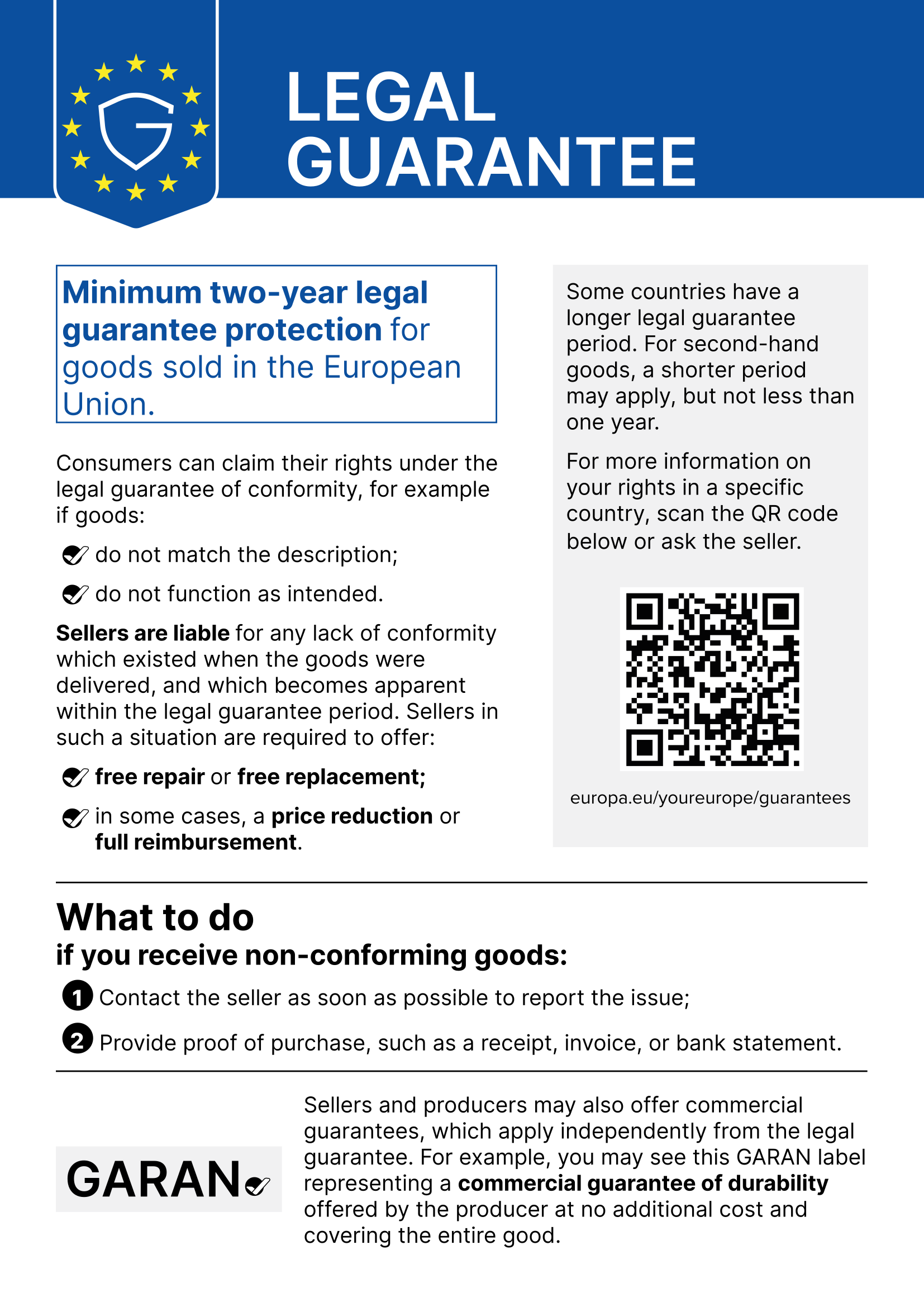 EU notice on the legal guarantee of conformity